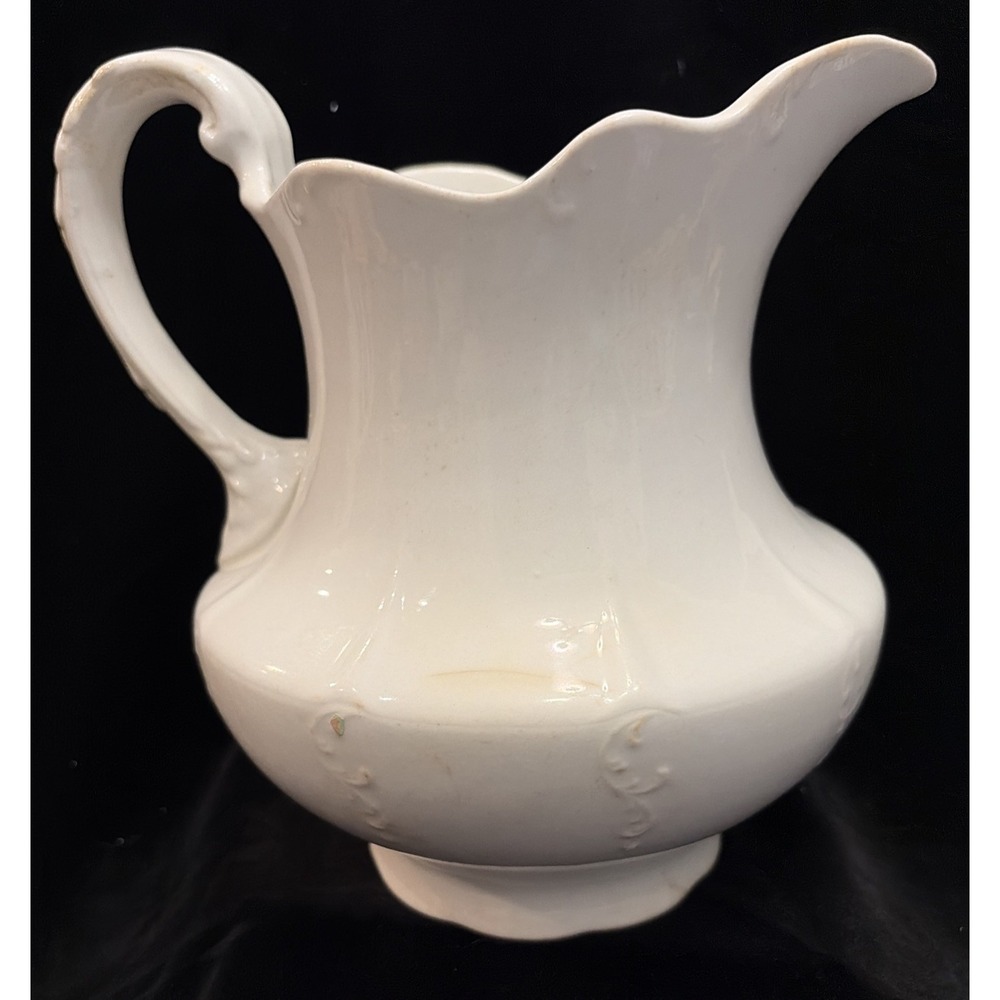 Antique White Semi-Porcelain Stoneware Wash Basin Pitcher Harker Pottery 1890s